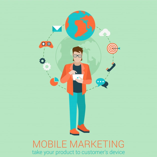 homem interagindo com mobile marketing